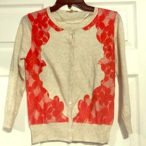 Light Pretty Cardigan With Salmon Colored Floral